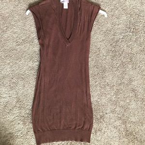 Chocolate Brown Shirt sleeve sweater dress w hood